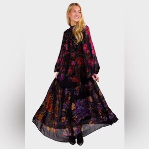 Farm Rio Floral Black Maxi Dress